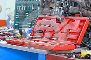 set of tools in a box