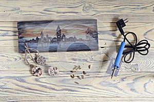 A set of tools for burning wood with nozzles
