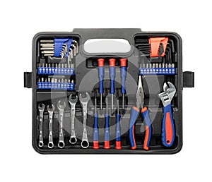 Set of tools in the case, suitcase or tool kit