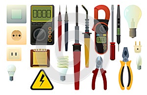 Set of Tools for electrician. Repair of radio electronic and microprocessor equipment. Spare parts components and