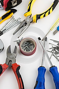 Set of tools, Many tools isolated on white background.
