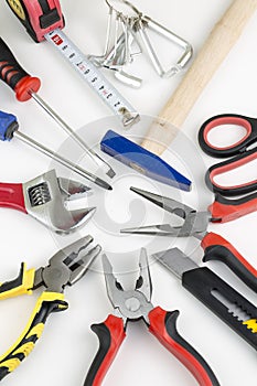 Set of tools, Many tools on white background.