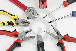 Set of tools, Many tools on white background.