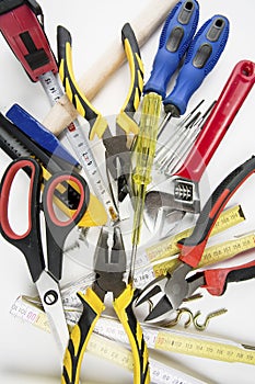 Set of tools, Many tools on white background.