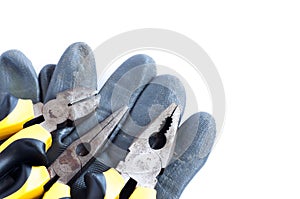 Set of tools over a white background