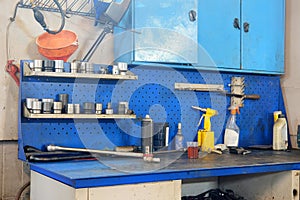 Set of tools on a working place