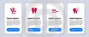 Set Tooth, Toothbrush with toothpaste, Broken and Medical dental chair. Business infographic template. Vector
