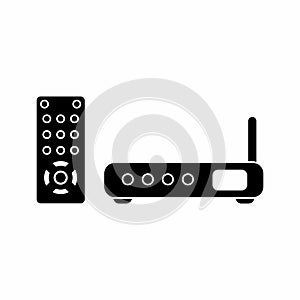 Set Top Box And Remote Icon Vector Illustration