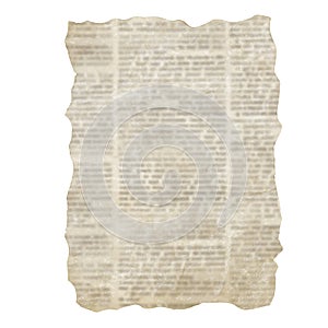 Set of torn newspaper pieces isolated on white background. Old grunge newspapers textured paper collection