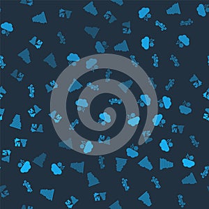 Set Tornado, Cloud with snow and lightning, Wind and swirl on seamless pattern. Vector