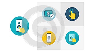 Set of Touch flat icon vector template, Technology design icon concepts, Creative design