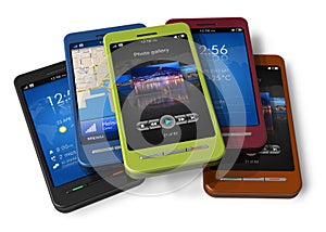 Set of touchscreen smartphones