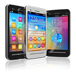 Set of touchscreen smartphones