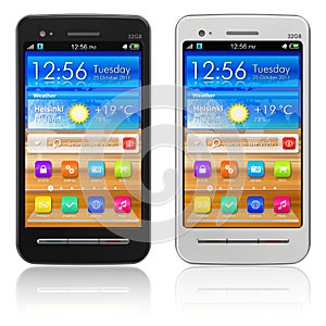 Set of touchscreen smartphones