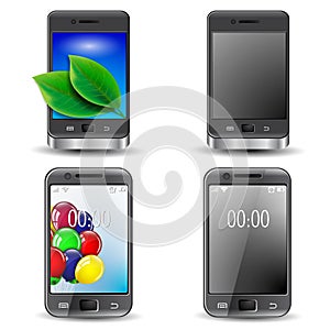 Set of touchscreen smartphones