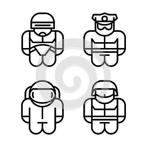 Set of toy. Astronaut, Robot, Soldier, Policeman