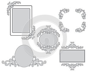 Set - tracery and frames for design - vector