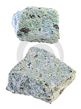 Set of trachyte stones cutout on white