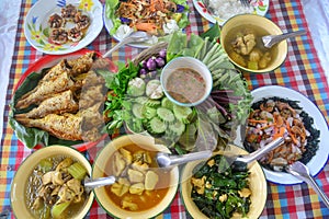 Set of tradition south Thai food. Asian food and spices, Thai food concept