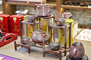 A set of traditional Chinese tea set close-up