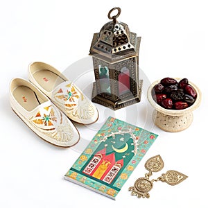 Eid elements set isolated on white background