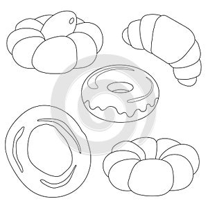 Set of traditional Greek sweet pastries for coloring book