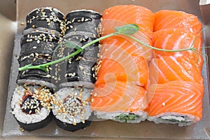 Set of traditional Japanese sushi