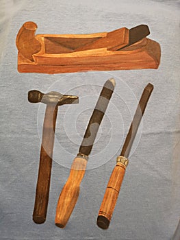 Set of traditional woodworking - carpenter tools