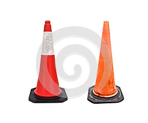 Set of Traffic cone - barricade warning cones on white background, clipping path