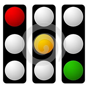 Set of traffic lamp, traffic light, semaphore icons
