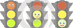 Set of traffic lights with smiles