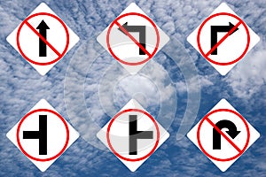 Set of traffic white signs.