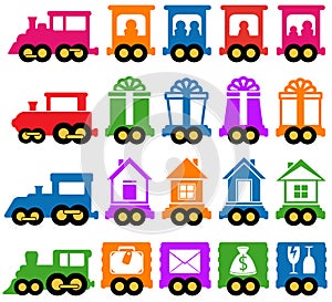 Set train - delivery services icons