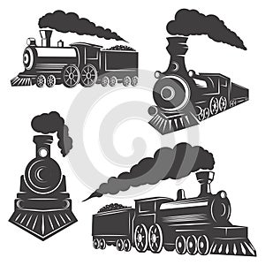 Set of trains icons isolated on white background. Design element photo