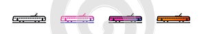 Set of Tram vector outline style, line icons isolated