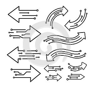 Set of transfer arrows outline icon. Linear style sign for mobile concept and web design. Left right arrows simple line icon. Logo