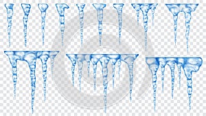 Set of translucent icicles photo