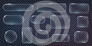 Set of Translucent Glass Buttons on Dark Background