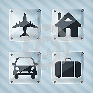 Set of transparency travel pointer icons