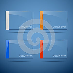 A set of transparent banners on a blue background. Vector illustration.