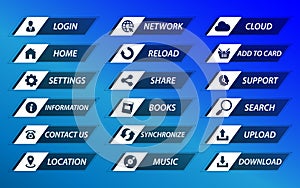 Set of transparent buttons with white inserts.