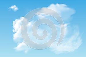Set of transparent different clouds isolated on blue background. Real transparency effect