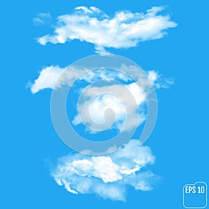 Set of transparent different clouds. Vector illustration.