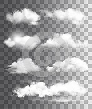 Set of transparent different clouds. Vector.