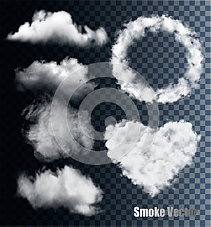 Set of transparent different smoke and cloud.
