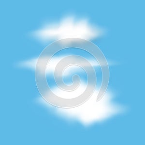 Set of transparent different vector cloud on a blue background.