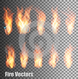 Set of transparent flame vectors. photo