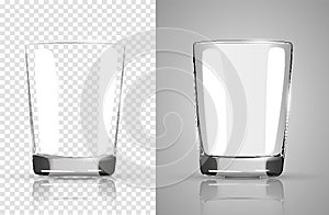 Set of transparent glasses goblets, Transparent photo realistic vector illustration.