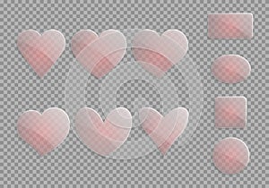 Set of transparent hearts