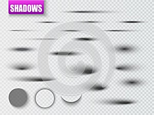 Set of transparent oval shadow with soft edges . Vector